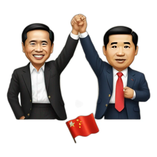 President Jokowi holding xie jinping sticker