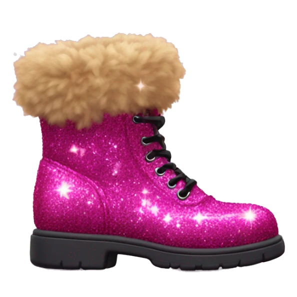 Realistic hot pink Sparkle glitter and fur boot. sticker