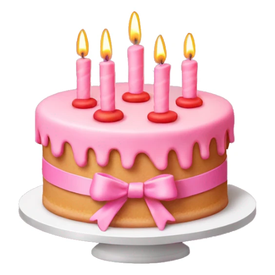 pink cake with candels and red bows  sticker