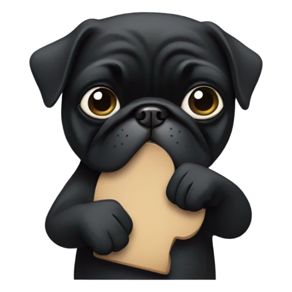Black pug giving the thumbs down sign with paw sticker