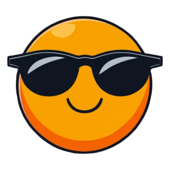 bright orange sun with cool black sunglasses and a cute happy face sticker