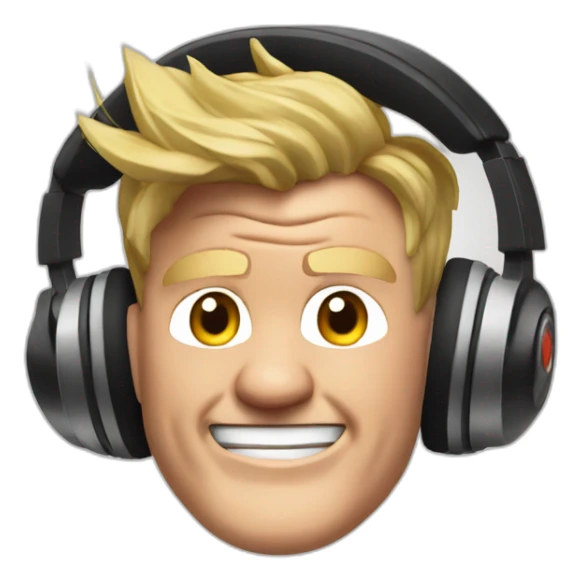 gordon ramsay listening with headphones, happy sticker