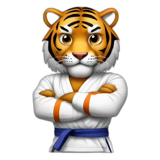 Tiger with evil face   jiu jitsu with his arms crossed sticker