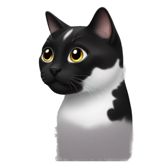 A black and white cat with a black spot on its muzzle sticker
