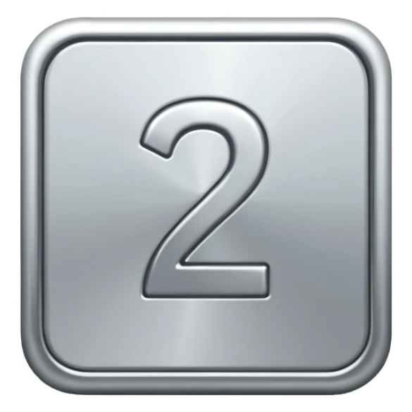 Make a square icon for a paid subscription, silver, and the number 2. sticker