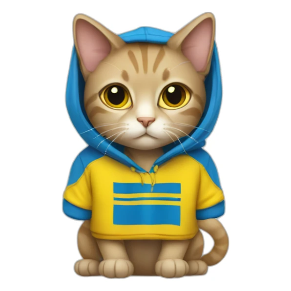 Cat in a hoodie in Ukrainian flag colors sticker
