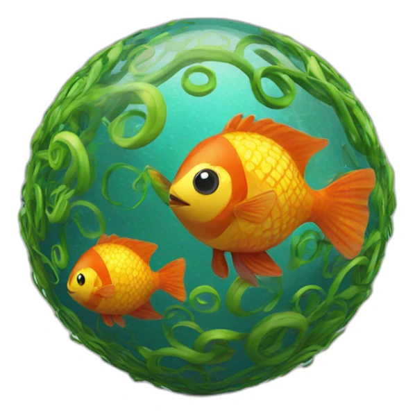 3d sphere with a cartoon hypnotic vine Tropical Fish skin texture sticker