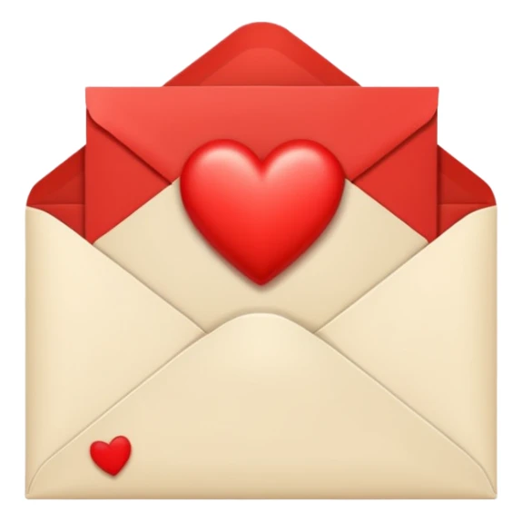 Cream-colored Letter Envelope with a heart in the middle sticker