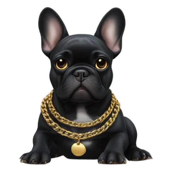 black french bulldog with a gold chain  sticker