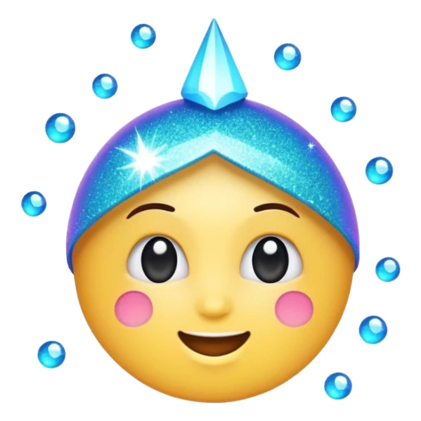emoji of sparkling shiny glitter, with bright sparkles and shimmering particles, simple cute cartoon style sticker