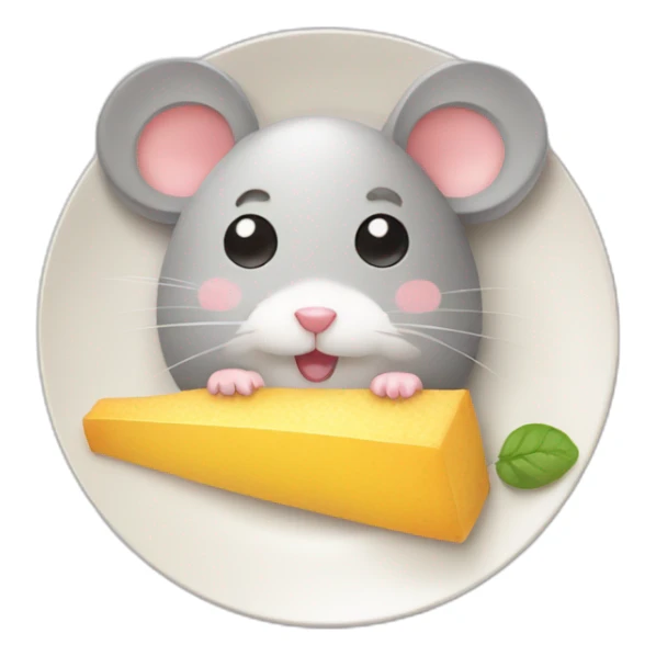 fluffy cute mouse plate with food sticker