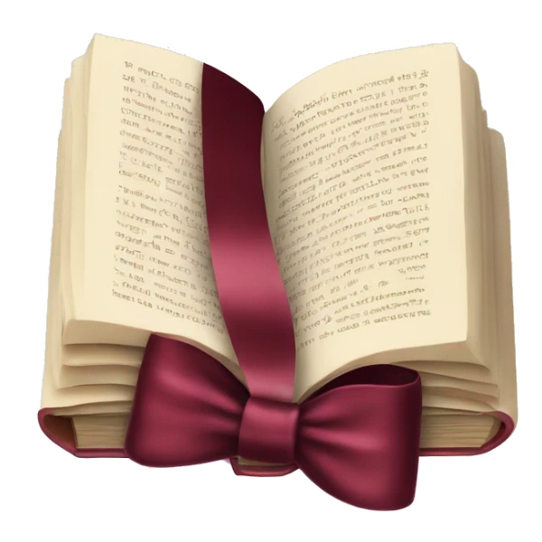 open book with burgundy bow and lipstick sticker