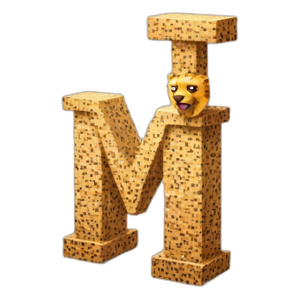 Letter "M" made of cube of pixels with cheetah pattern sticker