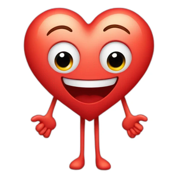 Heart-shaped face with arms and legs coming out of it sticker