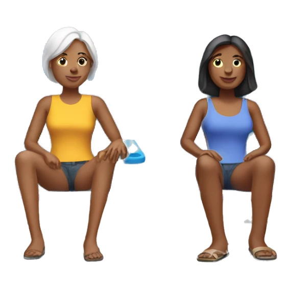 2 women sitting on plastic lawn chairs sticker