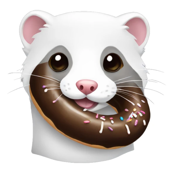 Grey and white ferret with chocolate donut  sticker