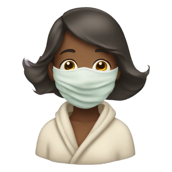 Girl doing a mask, wearing a towel sticker