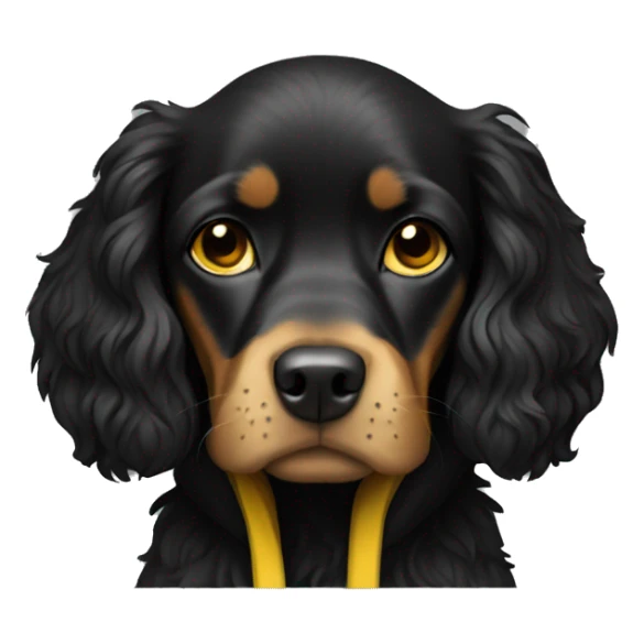 Black spaniel in a yellow hoodie  sticker