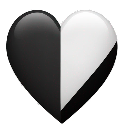 Half white half black heart where left half is white sticker