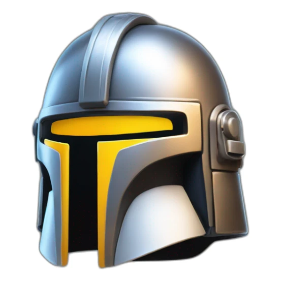 Bounty hunter helmet in the style of a notification bell sticker
