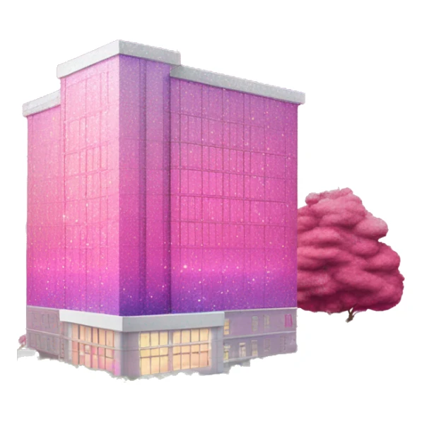 Pink ombre hospital building with glitter sticker