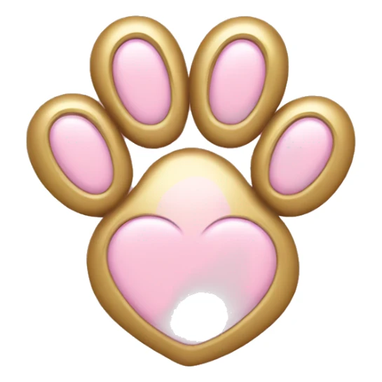 Gold heart with light pink paw print  sticker