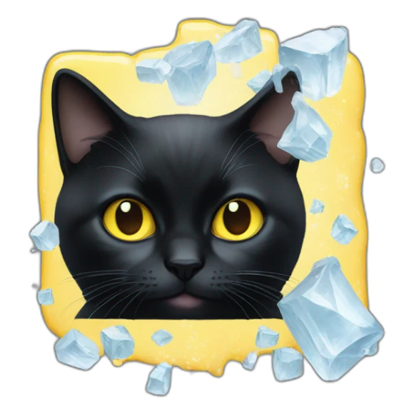 Black cat with white nose a yellow ice sticker