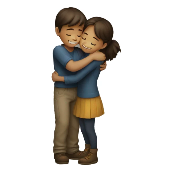 Boy and girl hug sticker