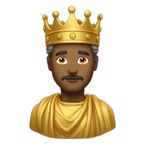 stoic person with golden leave crown on the head sticker