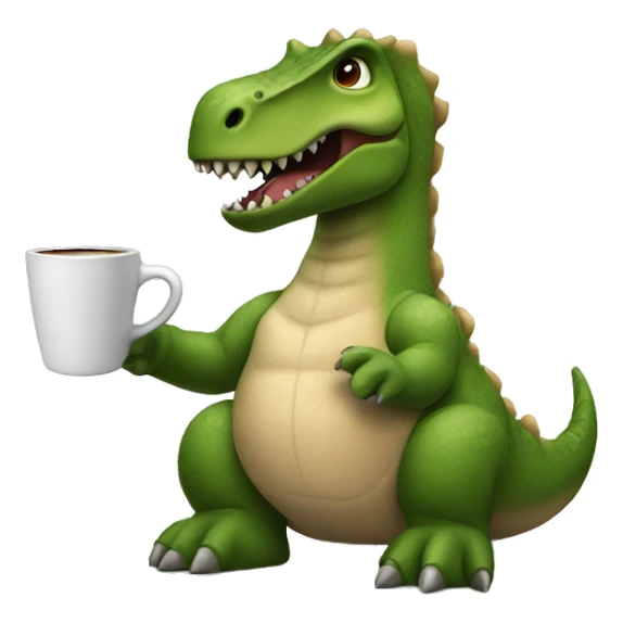 Dinosaur holding a cup of coffee  sticker