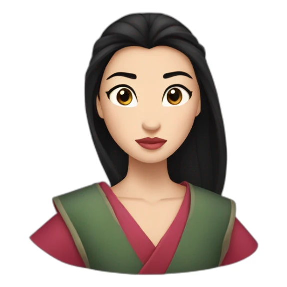 Mulan con ojos más pequeños y más oscuros sticker