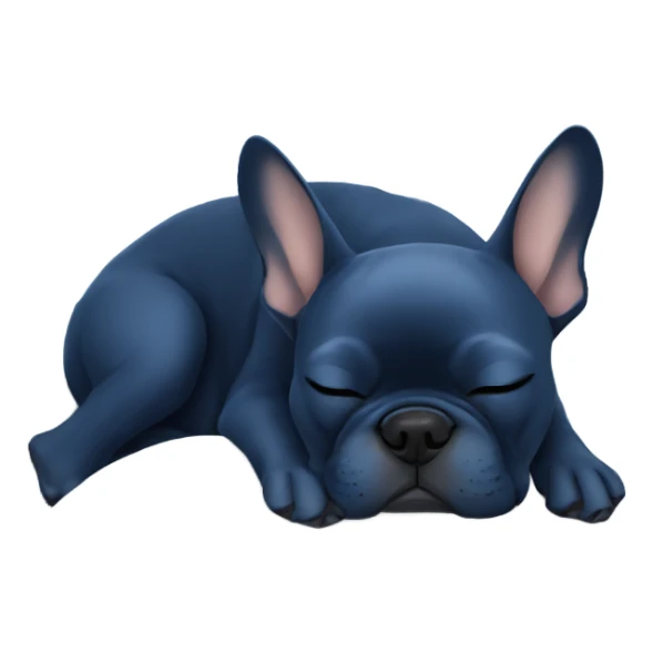 dark blue french bulldog sleeping with zzz text sticker