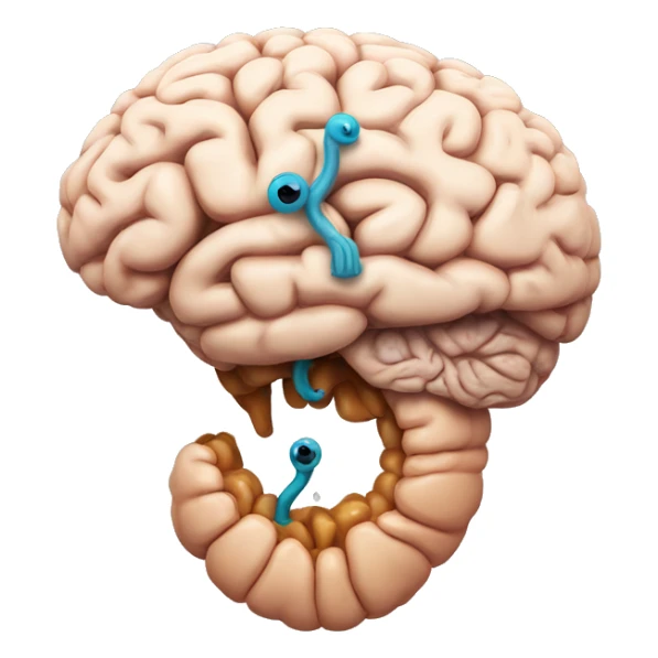 A human brain with a worm coming out of it sticker