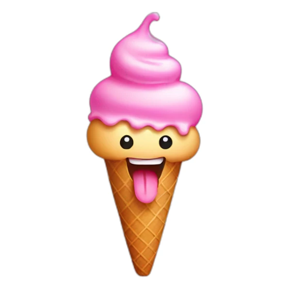 Pink Ice cream with a face, tongue out sticker