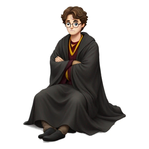 full body Harry Potter in robe laying down stressed  sticker