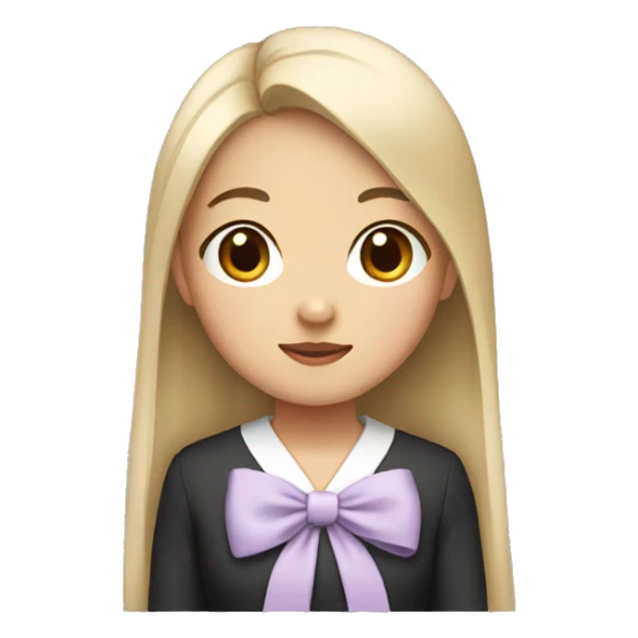 asian girl with straight hair and a bow sticker