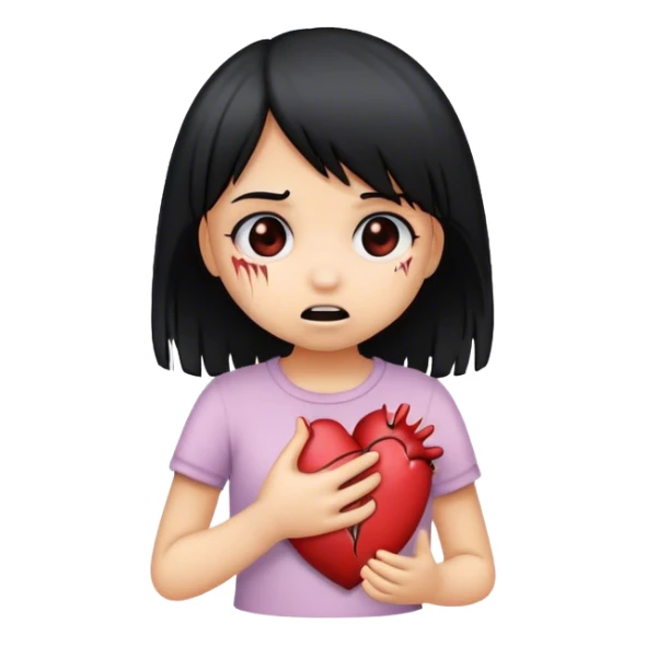 A little emo girl ripping out her own heart sticker