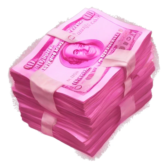 sparkly pink wad of cash sticker
