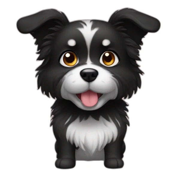 all black furry cute dog sticker