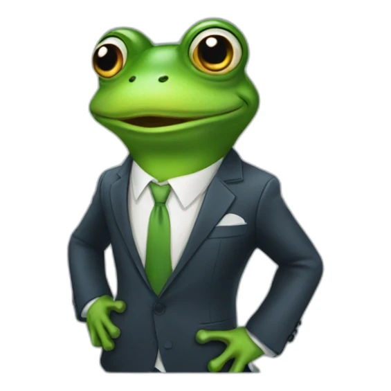 Frog in the business suit happy sticker