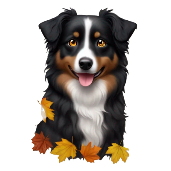 Autumn leaf garland Small black australian shepherd dog sticker