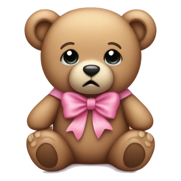 Sad teddy bear with pink bow holding hand out sticker