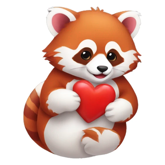 Red panda holding a heart in his hand sticker