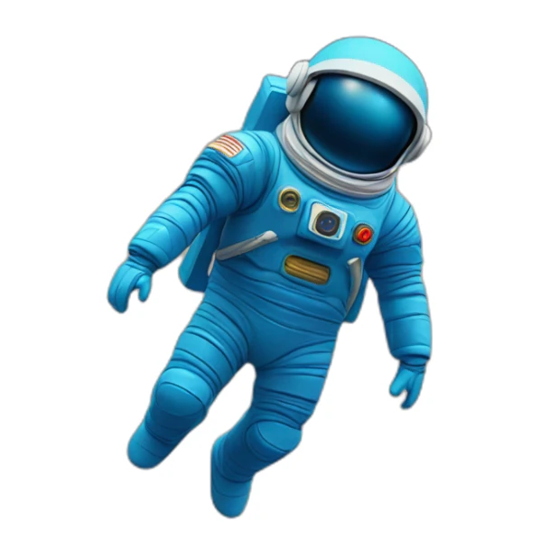 blue spaceman in a blue suit flying straight up into space sticker