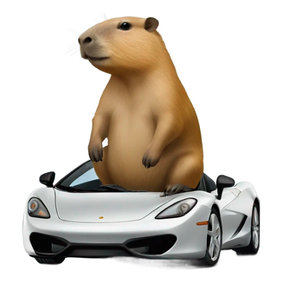 Capybara on top of a McLaren  sticker