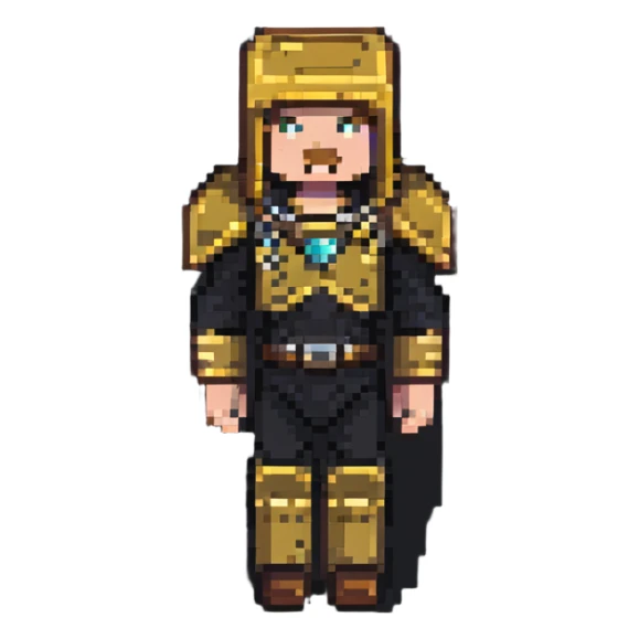 brass deployer from Create mod, Minecraft pixel art style, brass and wood details sticker