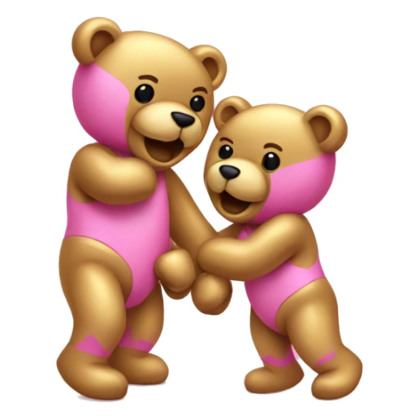 pink and gold teddy bears fighting sticker