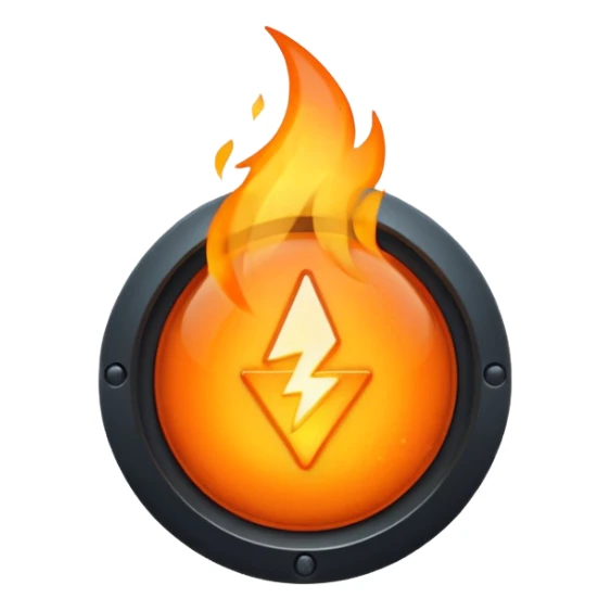 A small glowing spark inside a play button sticker