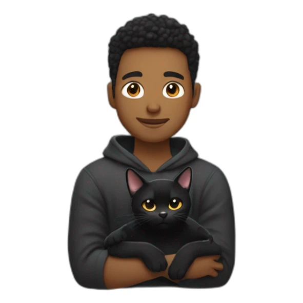 man in tracksuit cradling black cat like a baby sticker