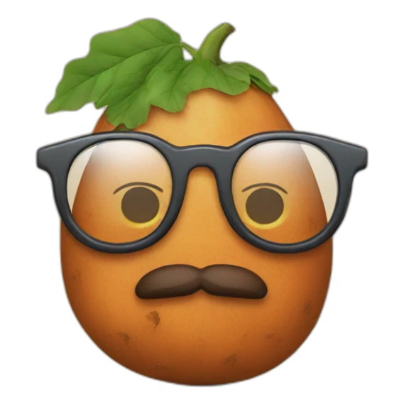 a sweet potato with glasses and beard sticker